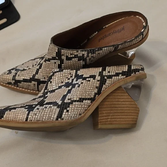 Jeffrey Campbell Snake Print Mules - Picture 3 of 9